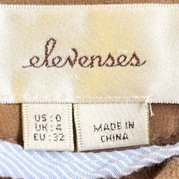 Anthropologie Elevenses Silk Hanky Hem Light Brown High-Waisted Flowy Shorts - Picture 5 of 6